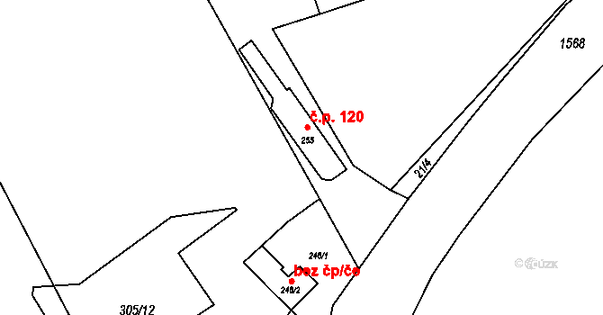 Paršovice 47715782 na parcele st. 255 v KÚ Paršovice, Katastrální mapa