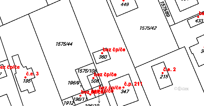 Hrádek 49827782 na parcele st. 360 v KÚ Hrádek u Rokycan, Katastrální mapa