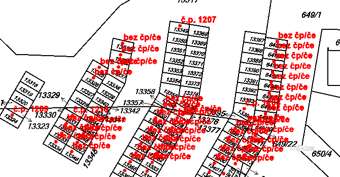Lobzy 1207, Plzeň na parcele st. 13355 v KÚ Plzeň, Katastrální mapa
