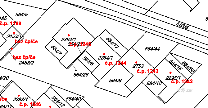 Neratovice 1244 na parcele st. 2294/1 v KÚ Neratovice, Katastrální mapa