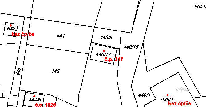 Březenec 317, Jirkov na parcele st. 440/17 v KÚ Březenec, Katastrální mapa