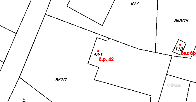 Louňová 42 na parcele st. 42/1 v KÚ Louňová, Katastrální mapa