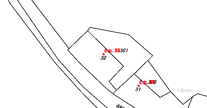 Hostišovice 30, Bělčice na parcele st. 32 v KÚ Hostišovice, Katastrální mapa