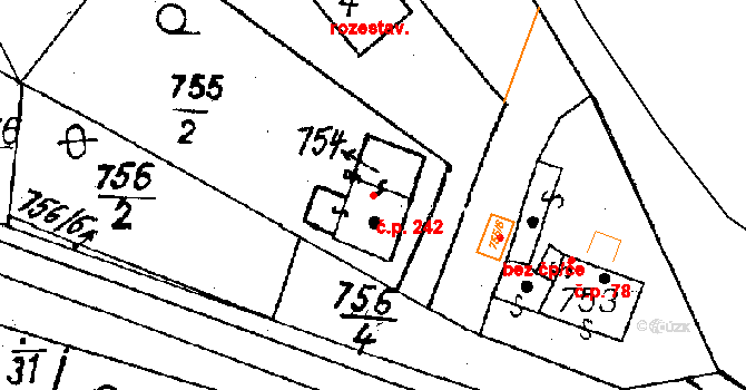 Vlkýš I 242, Heřmanova Huť na parcele st. 754 v KÚ Vlkýš, Katastrální mapa