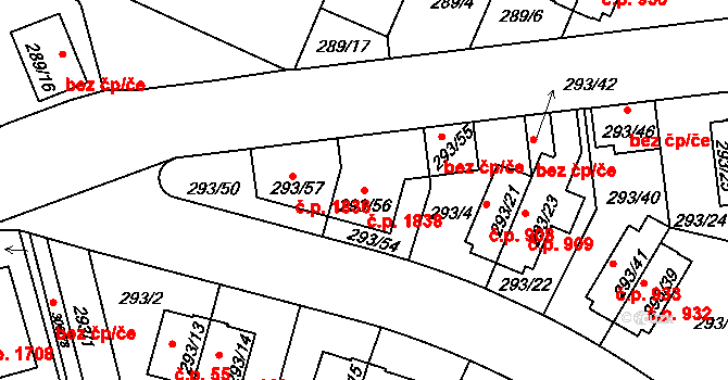 Braník 1838, Praha na parcele st. 293/56 v KÚ Braník, Katastrální mapa