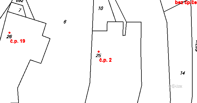 Chotěměřice 2, Hněvkovice na parcele st. 25 v KÚ Chotěměřice, Katastrální mapa