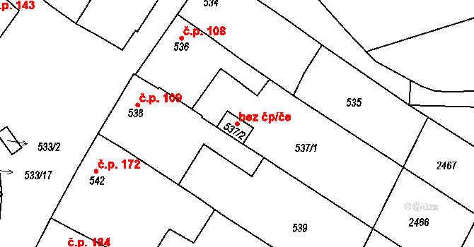Moravský Písek 96715782 na parcele st. 537/2 v KÚ Moravský Písek, Katastrální mapa