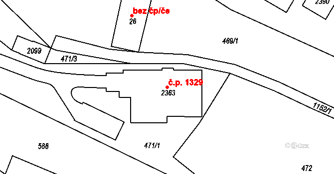 Červený Kostelec 1329 na parcele st. 2363 v KÚ Červený Kostelec, Katastrální mapa