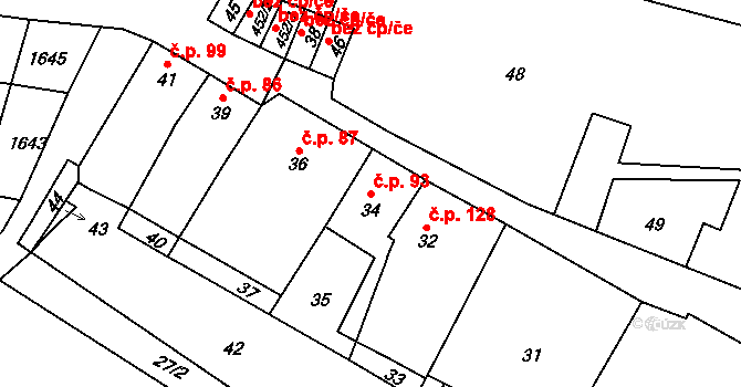 Seloutky 93 na parcele st. 34 v KÚ Seloutky, Katastrální mapa