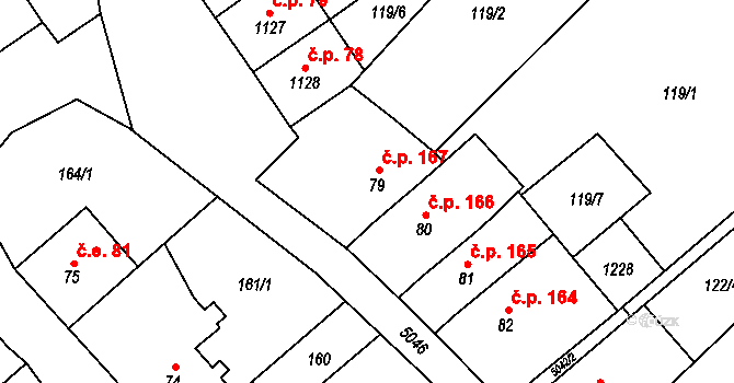 Jáchymov 167 na parcele st. 79 v KÚ Jáchymov, Katastrální mapa