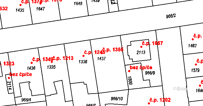 Nymburk 1355 na parcele st. 1437 v KÚ Nymburk, Katastrální mapa