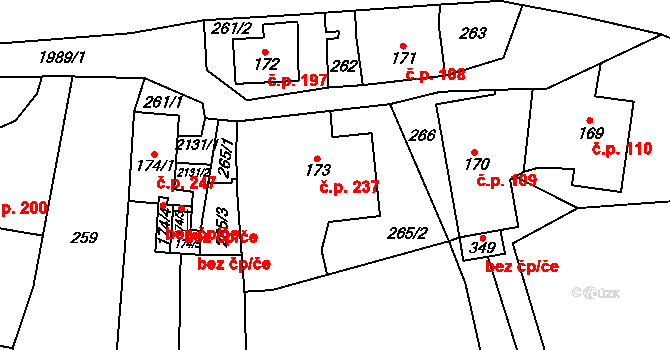 Janov 237 na parcele st. 173 v KÚ Janov u Krnova, Katastrální mapa