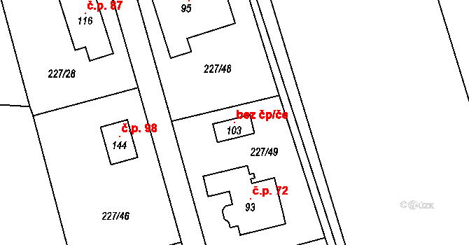 Vižina 147591783 na parcele st. 103 v KÚ Vižina, Katastrální mapa