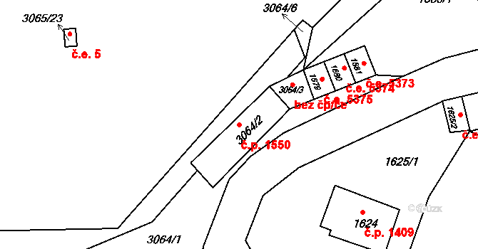 Kadaň 1550 na parcele st. 3064/2 v KÚ Kadaň, Katastrální mapa