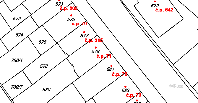 Medlánky 71, Brno na parcele st. 579 v KÚ Medlánky, Katastrální mapa