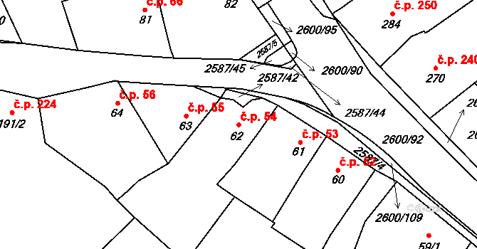 Horní Cerekev 54 na parcele st. 62 v KÚ Horní Cerekev, Katastrální mapa