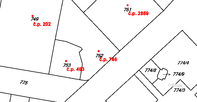 Žižkov 746, Praha na parcele st. 752 v KÚ Žižkov, Katastrální mapa