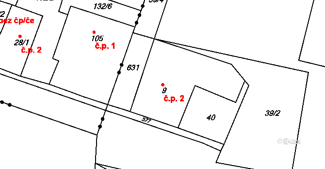 Horní Maršov 2 na parcele st. 9 v KÚ Horní Maršov, Katastrální mapa