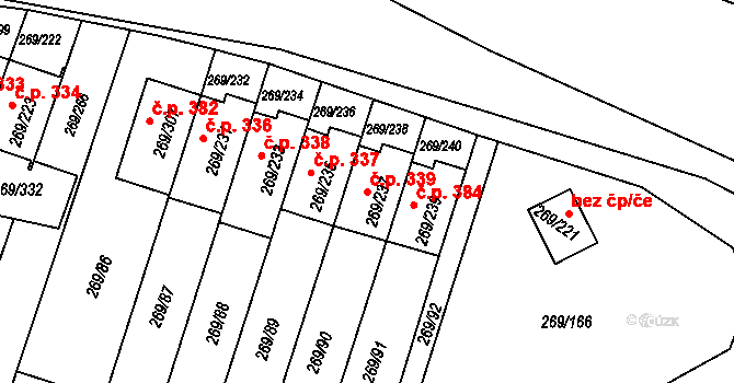Pražské Předměstí 339, Bílina na parcele st. 269/237 v KÚ Bílina, Katastrální mapa