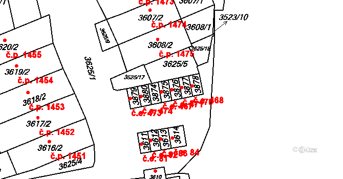 Šlapanice 471 na parcele st. 3876 v KÚ Šlapanice u Brna, Katastrální mapa