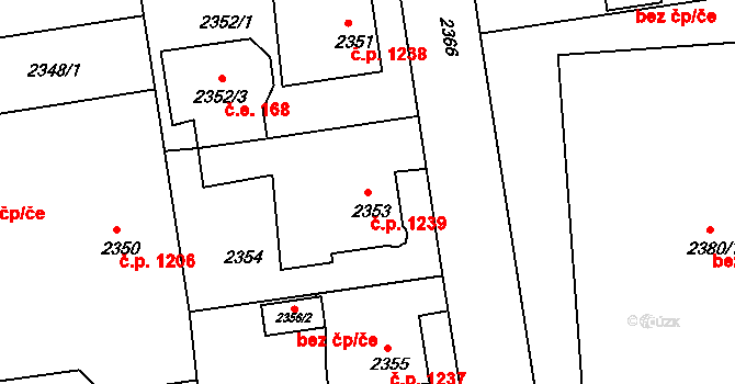 Rumburk 1 1239, Rumburk na parcele st. 2353 v KÚ Rumburk, Katastrální mapa