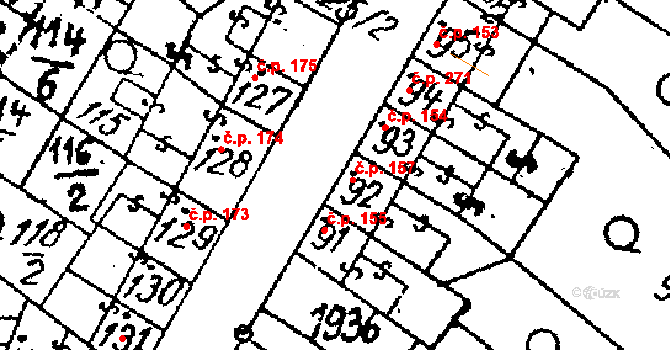 Žiželice 157 na parcele st. 92 v KÚ Žiželice nad Cidlinou, Katastrální mapa