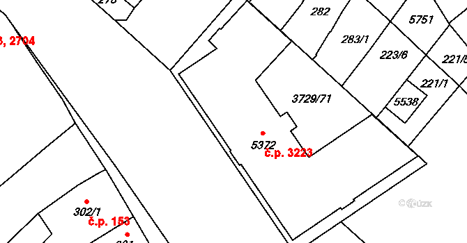 Břeclav 3223 na parcele st. 5372 v KÚ Břeclav, Katastrální mapa