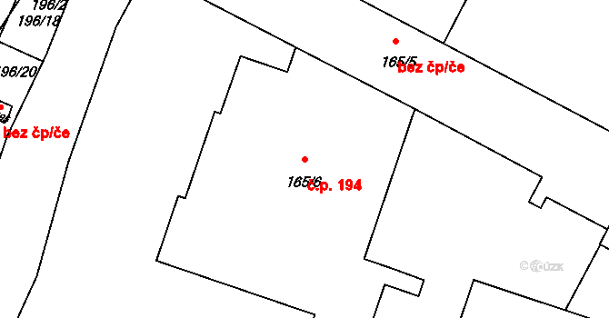 Benice 194, Praha na parcele st. 165/6 v KÚ Benice, Katastrální mapa