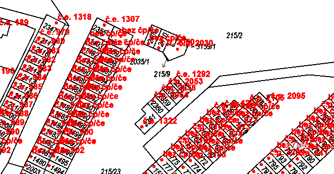 Sezimovo Ústí 2053 na parcele st. 2358 v KÚ Sezimovo Ústí, Katastrální mapa