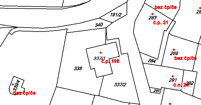 Velíková 198, Zlín na parcele st. 337/1 v KÚ Velíková, Katastrální mapa