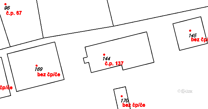 Nový Dvůr 137, Podhořany u Ronova na parcele st. 144 v KÚ Podhořany u Ronova, Katastrální mapa