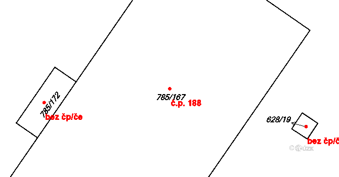 Šipší 188, Kutná Hora na parcele st. 785/167 v KÚ Sedlec u Kutné Hory, Katastrální mapa