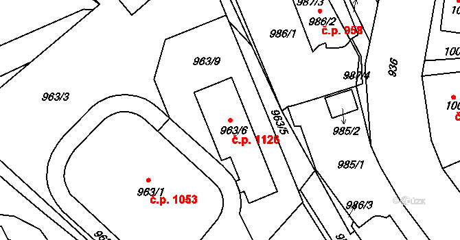 Jemnice 1126 na parcele st. 963/6 v KÚ Jemnice, Katastrální mapa