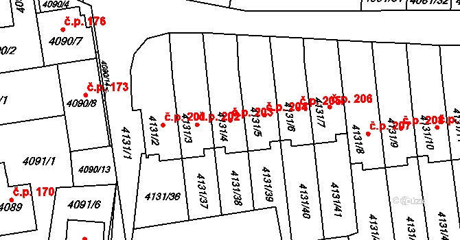 Pustkovec 203, Ostrava na parcele st. 4131/4 v KÚ Pustkovec, Katastrální mapa