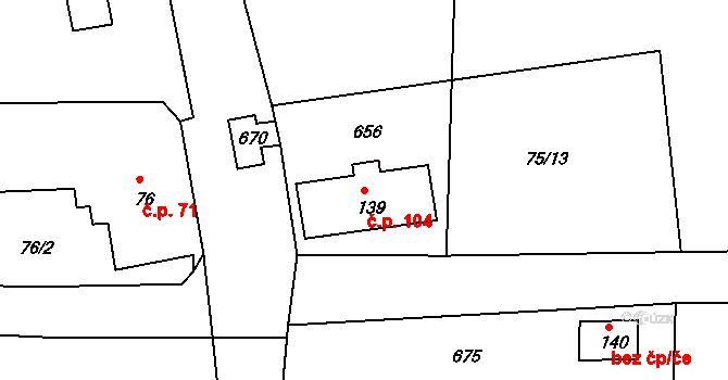 Lipová 104 na parcele st. 139 v KÚ Lipová u Chebu, Katastrální mapa