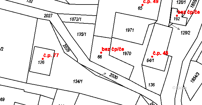 Pokřikov 38061783 na parcele st. 66 v KÚ Pokřikov, Katastrální mapa