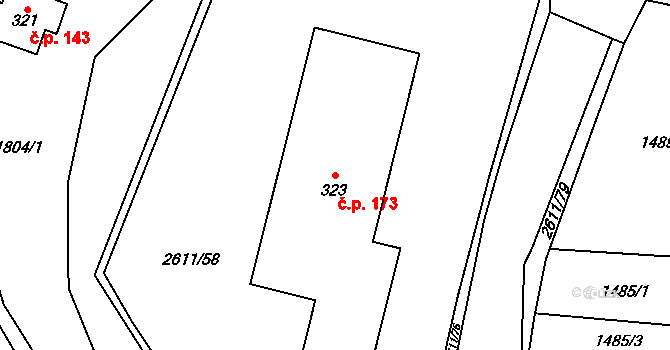 Ludkovice 173 na parcele st. 323 v KÚ Ludkovice, Katastrální mapa