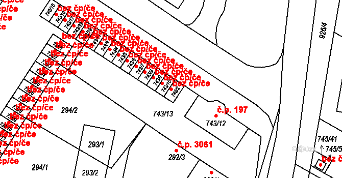 Milovice 40079783 na parcele st. 743/2 v KÚ Milovice nad Labem, Katastrální mapa