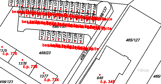 Znojmo 41636783 na parcele st. 1130 v KÚ Přímětice, Katastrální mapa