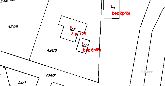 Starý Mateřov 42174783 na parcele st. 199 v KÚ Starý Mateřov, Katastrální mapa