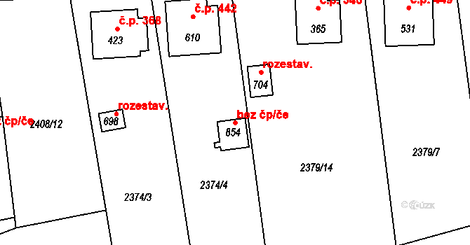 Kamenný Újezd 42909783 na parcele st. 854 v KÚ Kamenný Újezd, Katastrální mapa