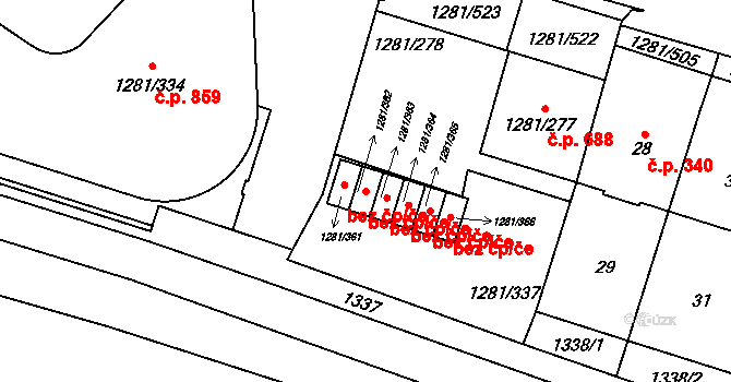 Praha 42973783 na parcele st. 1281/362 v KÚ Vokovice, Katastrální mapa