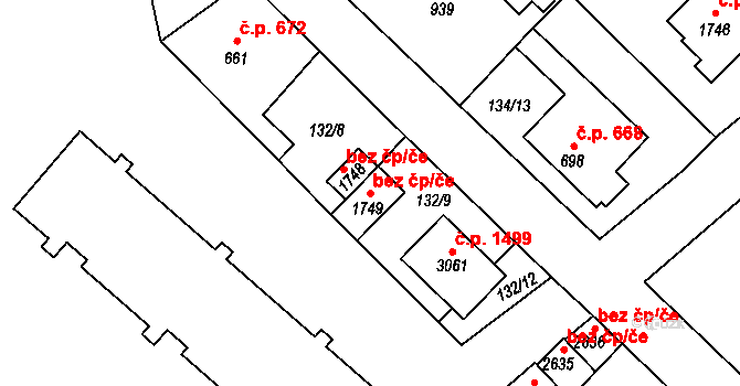 Neratovice 43036783 na parcele st. 1749 v KÚ Neratovice, Katastrální mapa