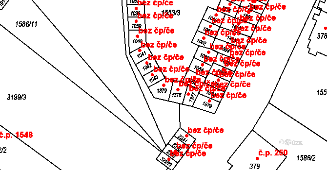 Opava 43812783 na parcele st. 1379 v KÚ Kateřinky u Opavy, Katastrální mapa