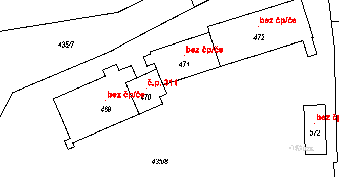 Čechtice 45351783 na parcele st. 470 v KÚ Čechtice, Katastrální mapa