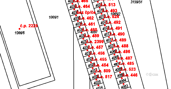 Řečkovice 2399, Brno na parcele st. 4031 v KÚ Řečkovice, Katastrální mapa