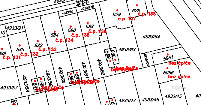 Pasohlávky 46630783 na parcele st. 589 v KÚ Pasohlávky, Katastrální mapa
