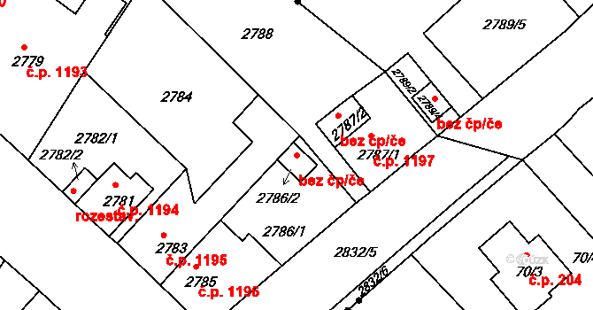 České Budějovice 49986783 na parcele st. 2786/2 v KÚ České Budějovice 5, Katastrální mapa