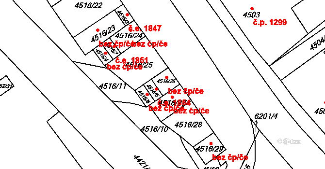 Chomutov 1855 na parcele st. 4516/26 v KÚ Chomutov I, Katastrální mapa