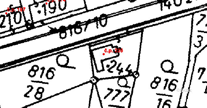 Bernartice 226 na parcele st. 244 v KÚ Bernartice u Milevska, Katastrální mapa